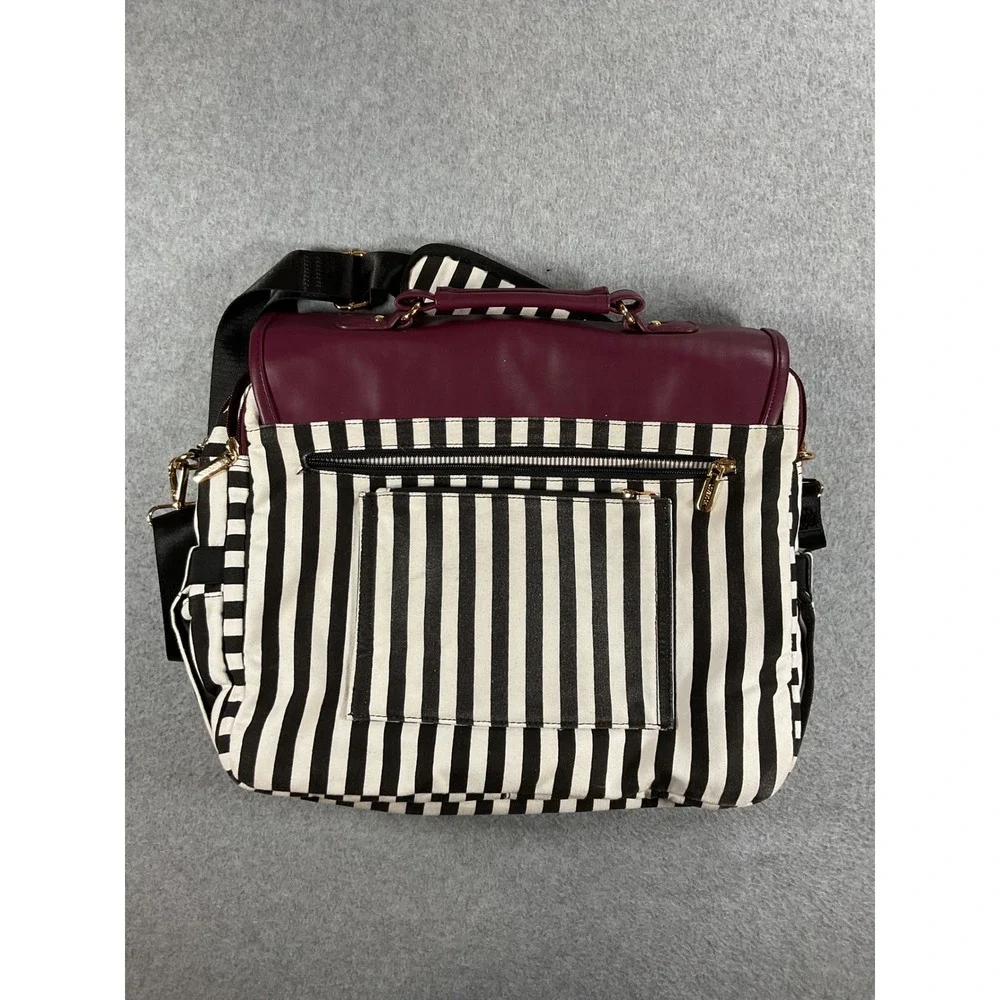 LOVEVOOK Laptop Messenger Bag Burgundy Black White Striped Satchel Briefcase